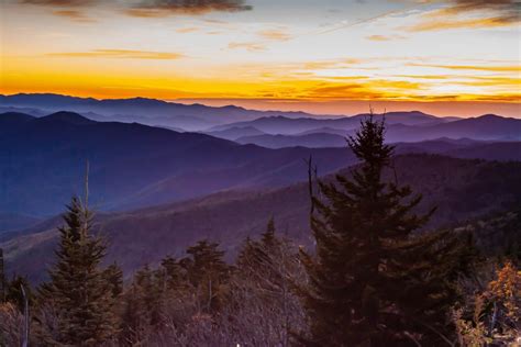 Clingmans Dome Sunset At Great Smoky Mountains National Park