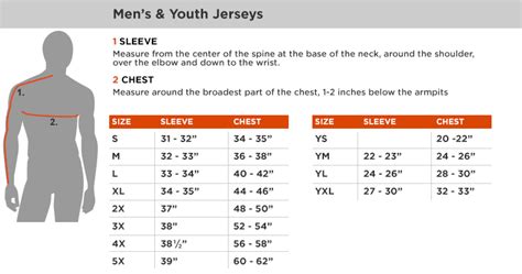 Youth Size Chart For Jerseys