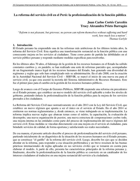 Tema 7 La Reforma Del Servicio Civil En El Perú La Profesionalización
