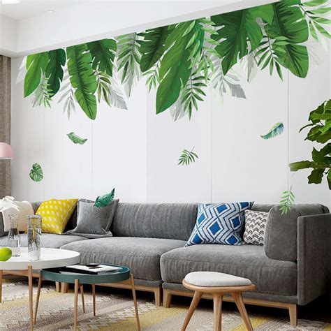 Fresh Green Leaf Wall Stickers Cool Banana Leaves Decal Etsy