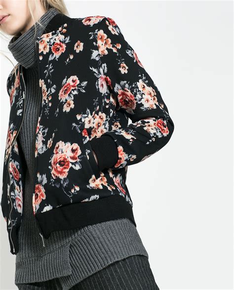 Flower Print Bomber Jacket Jacket To