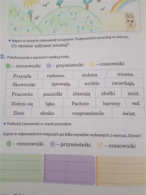Pokoloruj pola z wyrazami według kodu. Pomocy - Brainly.pl