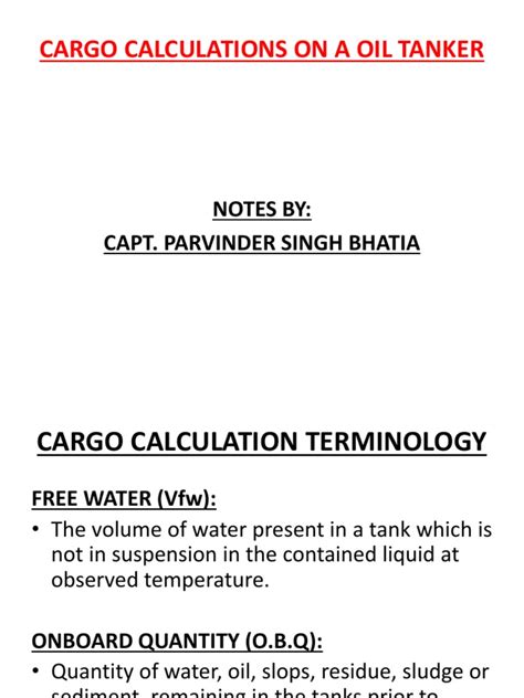 Calculating Cargo Weights On An Oil Tanker A Guide To Basic Cargo