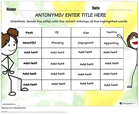 Customize Free Printable Synonyms And Antonyms Worksheets