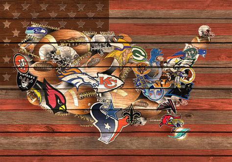 Usa Nfl Map Collage 6 Poster By Bekim M