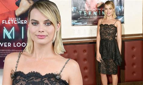 Margot Robbie Commands Attention In Sophisticated Sheer Lace Dress Daily Mail Online