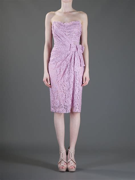 Lyst Dolce And Gabbana Strapless Lace Dress In Pink