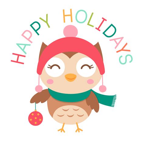 Happy Holidays Christmas Owl Holiday Clipart Full Size Clipart