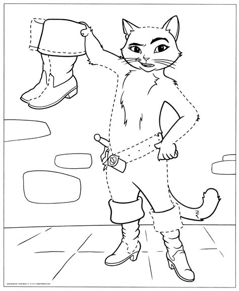 Disegno Di Gatto Con Gli Stivali E Spada Da Colorare Per Bambini My