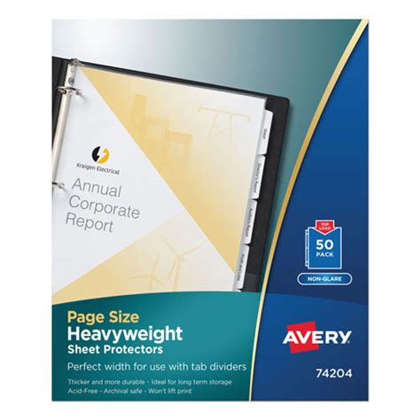 Avery Top Load Poly Three Hole Sheet Protectors Non Glare Letter 50