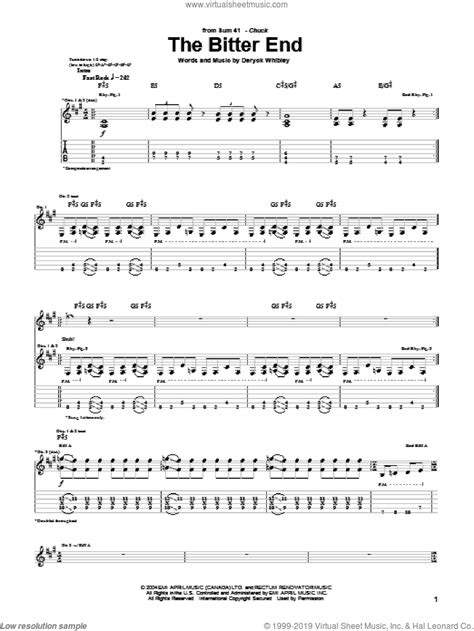 41 The Bitter End Sheet Music For Guitar Tablature