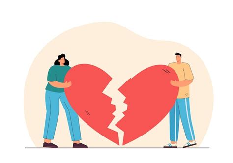 Free Vector Man And Woman Holding Broken Heart Flat Illustration