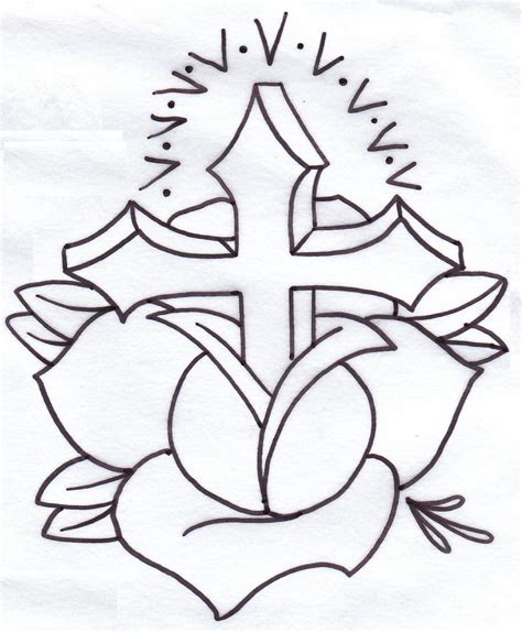 Cross And Rose Drawing At Getdrawings Free Download