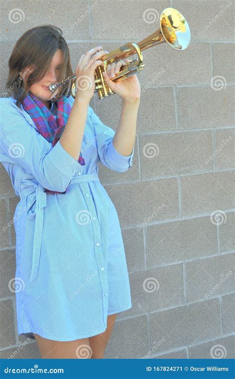 Female Trumpet Player Stock Image Image Of Sounds Lady 167824271