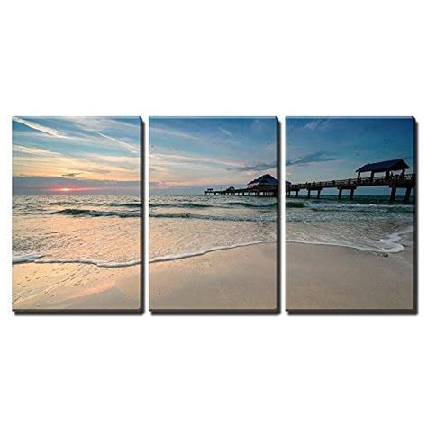 Wall26 3 Piece Canvas Wall Art Sunset Near Pier 60 On A Clearwater