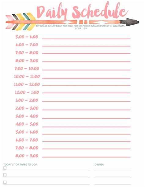 Daily School Schedule Template Beautiful Daily Schedule Free Printable