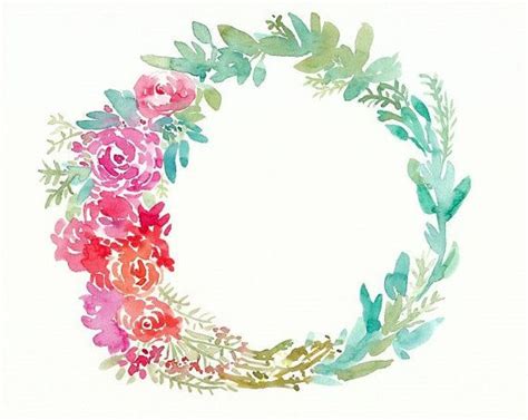 Pink Green And Red Floral Wreath Original By Growcreativeshop