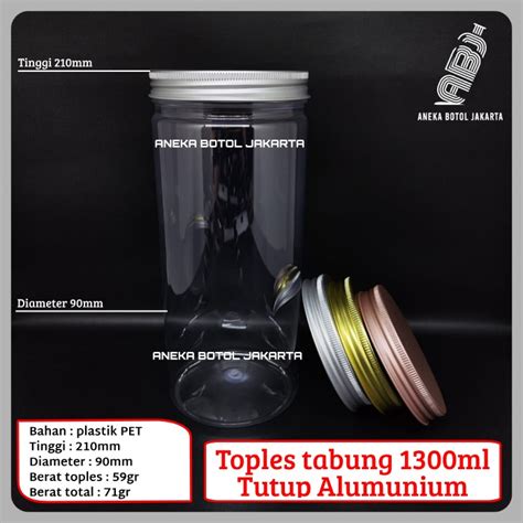 Jual Toples Tabung 1300ml Tutup Alumunium Tebal Keras Toples Plastik