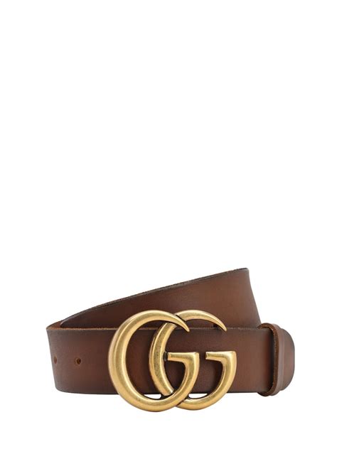 Gucci 4cm Gg Leather Belt In Brown Modesens