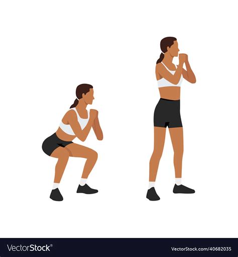 Woman Doing Bodyweight Squats Exercise Royalty Free Vector