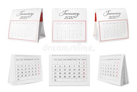 Conjunto De Calendarios De Papel Diferentes En Fondo Blanco Imagen De