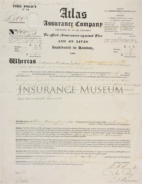 Atlas Assurance Company 1898 03 14 Policies Found In The Musuem Of