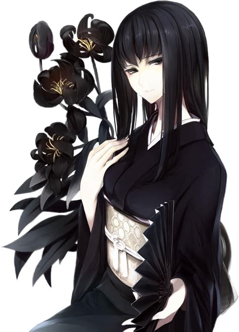 Freetoedit Anime Girl Black Hair Kimono Sticker By Lowlaya3