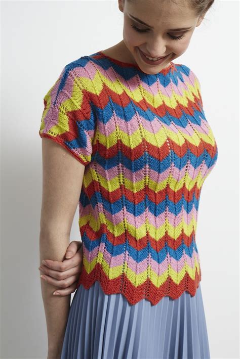 Debbie Bliss Colourful Fashion Pattern Striped Chevron Top Knitted In