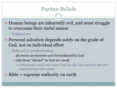 What Are The Puritan Beliefs