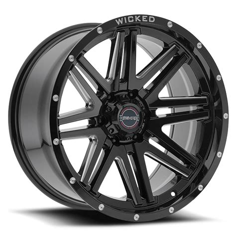 W901 Gloss Black W Milled Wicked Off Road Wheels