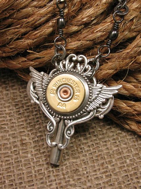 Shotgun Casing Jewelry Winchester Gauge Steampunk By Thekeyofa Skeleton Key Necklace