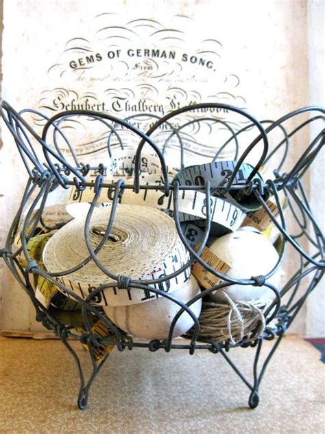 Vintage Wire Baskets Vintage Folding Wire Egg Basket Wire Egg