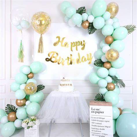 Mint Green Gold Metallic And Confetti Balloons Garland