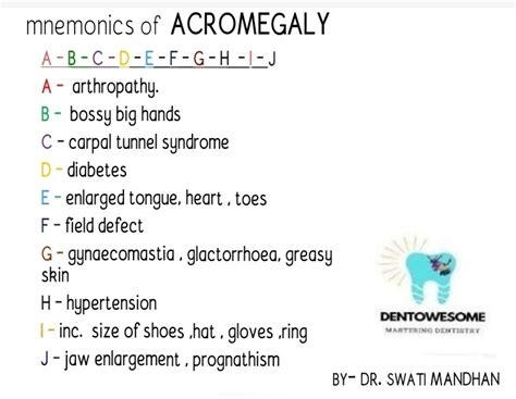 Sign And Symptoms Of Acromegaly Mnemonics Dentowesome
