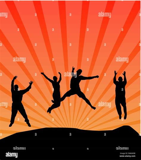 Excited Boy Jumping Silhouette Stock Vector Images Alamy