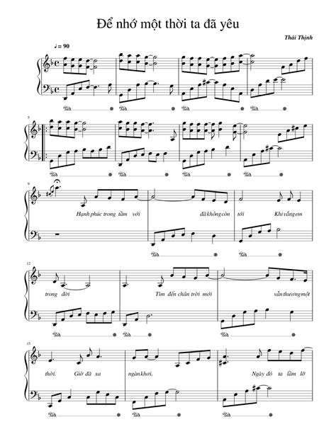 Để Nhớ Một Thời Ta đã Yêu Sheet Music For Piano Solo