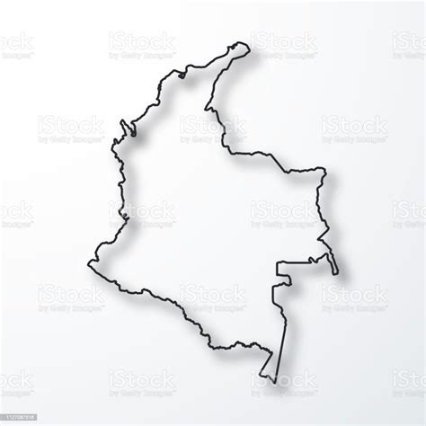 Ilustración De Mapa De Colombia Negro Contorno Con Sombra Sobre Fondo