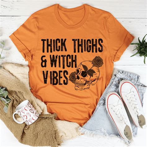 Thick Thighs And Witch Vibes Tee Peachy Sunday