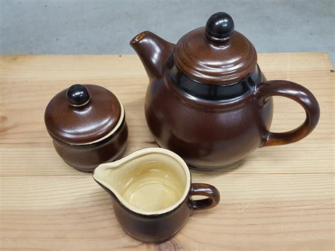 Complete Vintage Ceramic Tea Set Tea Pot Sugar Pot Milk Etsy
