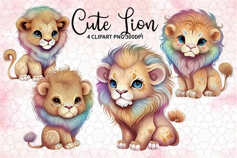 Cute Lion Watercolor Clipart Graphic By Lq Design · Creative Fabrica