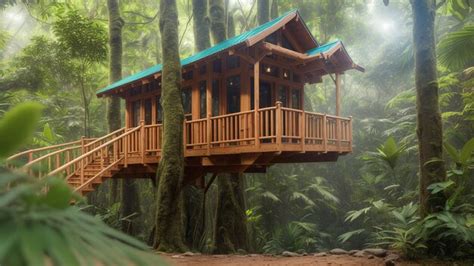 Premium Ai Image An Enchanting Of A Tree House In The Middle Of A
