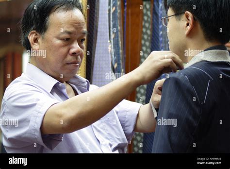 Chinese Tailor Fitting A Suit To An Asian Man Tst Hong Kong China