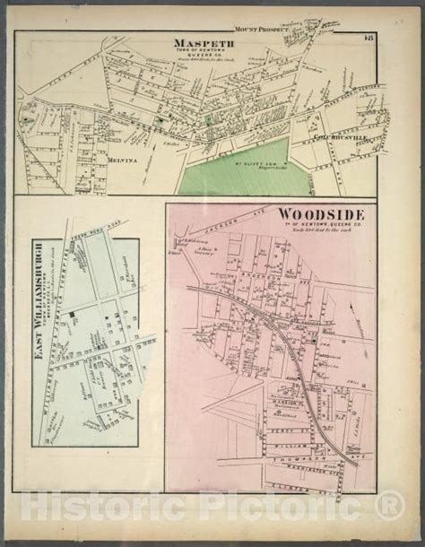 Historic 1873 Map Maspeth Town Of Newtown Queens Co East Willia