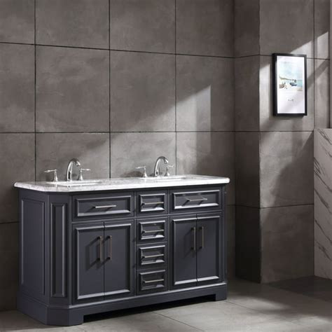 Eviva Glory 60 Dark Grey Bathroom Vanity With Carrara Marble Counter