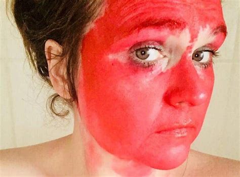 Girl Paints Mothers Face With Long Lasting Dye Leaving Her Bright Red