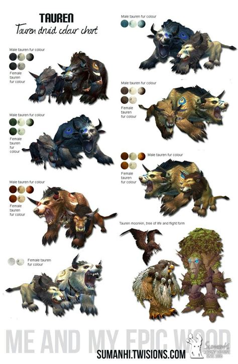 Tauren Druid Color Chart World Of Warcraft Characters World Of
