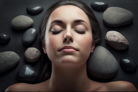 Premium Ai Image Shot Of A Beautiful Young Woman Enjoying A Hot Stone Massage At The Spa