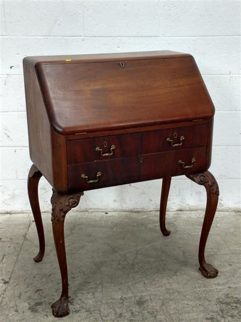 Sold Price Vintage Wood Drop Front Writing Desk Invalid Date Pdt