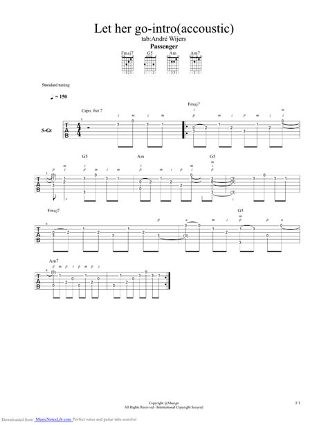 Let Her Go Acoustic Guitar Pro Tab By Passenger