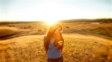 Wallpaper 1920x1080 Px Field Long Hair Looking Away Sunlight